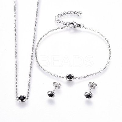 304 Stainless Steel Jewelry Sets SJEW-H144-24C-P-1