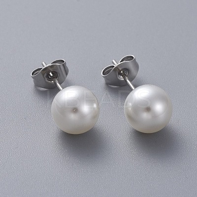 Plastic Imitation Pearl Stud Earrings STAS-D0001-03-P-1