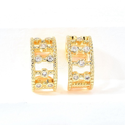 Brass Micro Pave Clear Cubic Zirconia Cuff Earrings EJEW-F370-10G-1