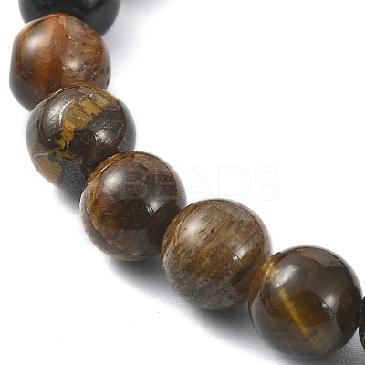 Natural Tiger Eye & Synthetic Hematite Corss Beaded Stretch Bracelets BJEW-JB09845-03-1