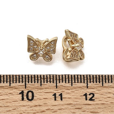 Brass Micro Pave Clear Cubic Zirconia Slide Charms KK-Z126-20G-1