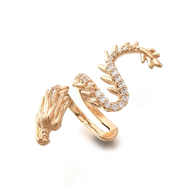 Brass Clear Cubic Zirconia Cuff Earrings EJEW-Q025-01A-G-1