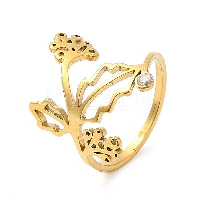 304 Stainless Steel with Cubic Zirconia Adjustable Rings RJEW-K245-48C-G-1