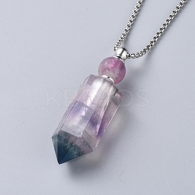 Natural Gemstone Perfume Bottle Pendant Necklaces NJEW-F251-09P-1