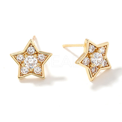 Brass Pave Clear Cubic Zirconia Stud Earrings LS-ZJ0177-1-1