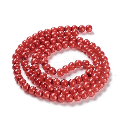 Baking Paint Pearlized Glass Pearl Round Bead Strands LS-HY-XCP0001-13C-1
