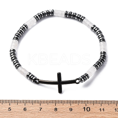 Bohemia Column Natural White Jade Bead Stretch Bracelets BJEW-F493-01EB-1