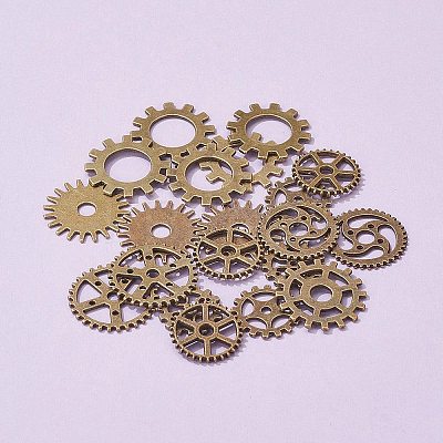 20Pcs Metal Alloy Steampunk Gear Charms Connectors Cog Pendants TIBEP-FS0001-04AB-1