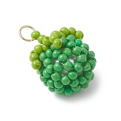 Glass Seed Beaded Tomato Pendants PALLOY-MZ01081-01-1