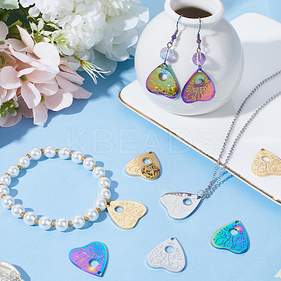 12Pcs 3 Colors 304 Stainless Steel Pendants STAS-SC0005-45-1