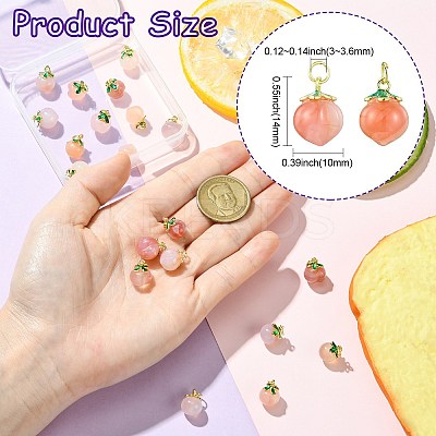 10Pcs 2 Styles Natural Agate Peach Charms KK-CJ0003-24-1