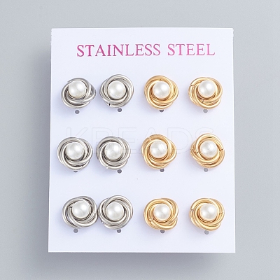 304 Stainless Steel Stud Earrings EJEW-F246-02GP-1