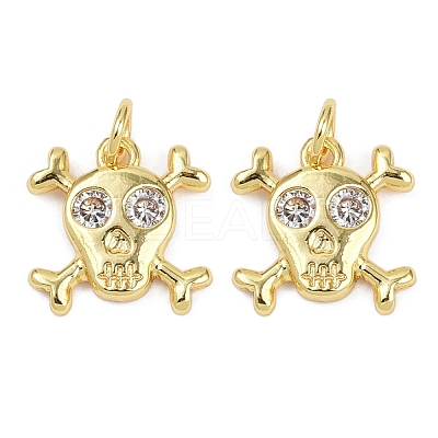 Brass Micro Pave Clear Cubic Zirconia Pendants KK-L231-10G-1