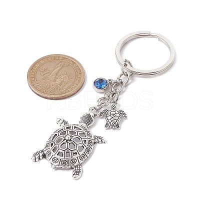 12Pcs 12 Colors Tortoise Alloy Pendant Keychain KEYC-JKC00702-1