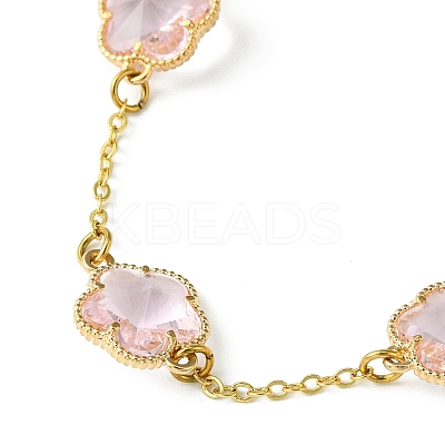 Glass Flower Link Bracelets BJEW-JB10219-01-1
