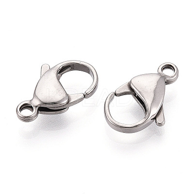 304 Stainless Steel Lobster Claw Clasps X-STAS-T065-17mm-34P-1