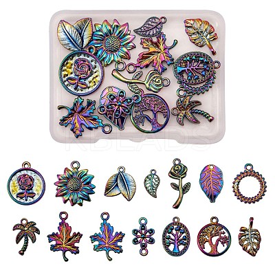 14 Pcs Flower & Leaf Themed 316L Surgical Stainless Steel Pendants JX098A-1