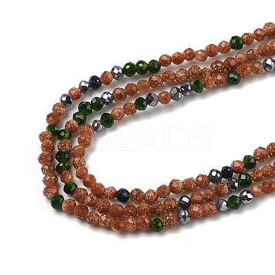 Synthetic Goldstone & Green Goldstone & Blue Goldstone Beads Strands G-RM250104-D5-1