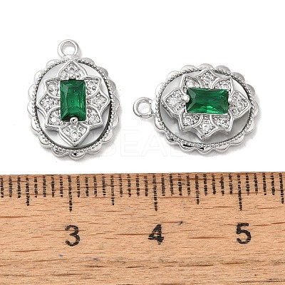 Brass Micro Pave Clear Cubic Zirconia Pendants KK-Z073-25P-1