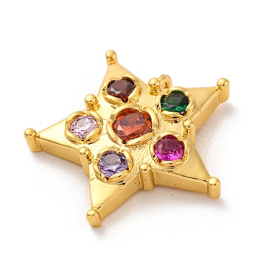 Brass Micro Pave Cubic Zirconia Pendants KK-U033-06G-02-1