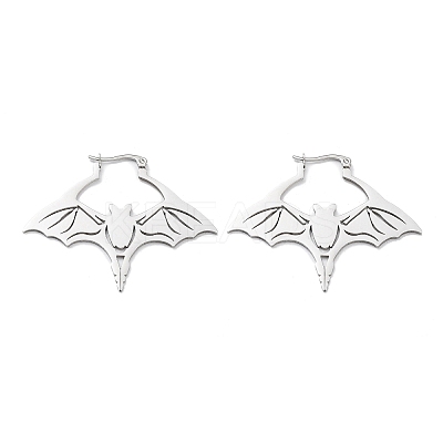 Non-Tarnish 304 Stainless Steel Bat Hoop Earrings for Women LS-EJEW-R156-07P-1