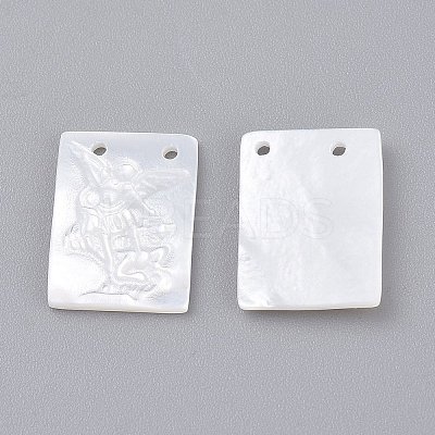 Natural White Shell Mother of Pearl Shell Pendants SSHEL-L018-005-1