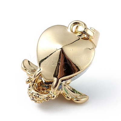 Real 18K Gold Plated Rack Plating Brass Micro Pave Clear Cubic Zirconia Pendants KK-C015-32G-02-1