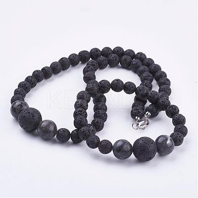 Natural Gemstone Beaded Necklaces & Stretch Bracelets Jewelry Sets SJEW-JS00918-1