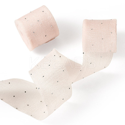2Rolls Polyester Hot-fix Rhinestone Raw Edges Ribbon OCOR-TA0003-95F-1