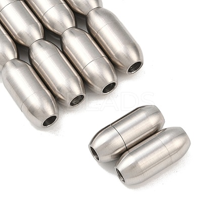 Tarnish Resistant 304 Stainless Steel Matte Surface Magnetic Clasps with Glue-in Ends STAS-O042-A-24-1
