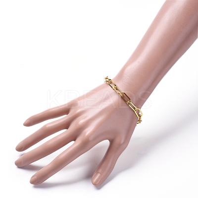 Unwelded Iron Paperclip Chain Bracelets X-BJEW-JB05044-01-1