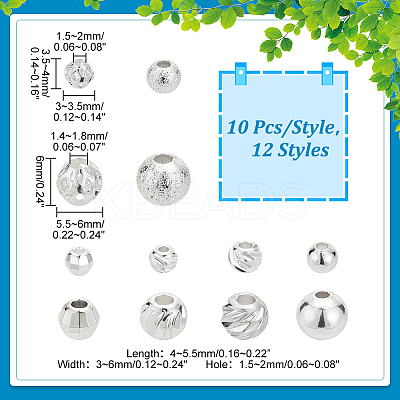 120Pcs 12 Styles Brass Beads KK-PH0005-91-1