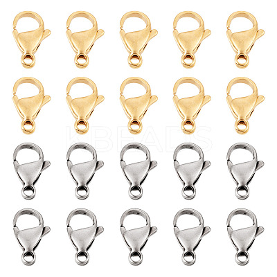 100Pcs 2 Colors 304 Stainless Steel Lobster Claw Clasps Sets STAS-YS0001-26A-1