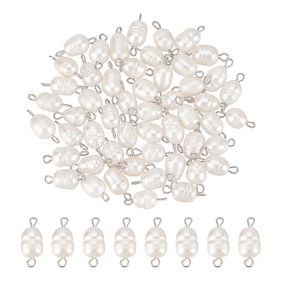 50Pcs Natural Cultured Freshwater Pearl Bead Connector Charms PEAR-HY0001-03-1