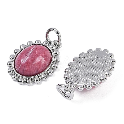 Natural Rhodonite Oval Pendants KK-U043-46P-F-1
