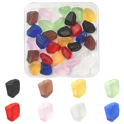 32Pcs 8 Colors Transparent Frosted Glass Beads Strands GLAA-FS0001-60-1