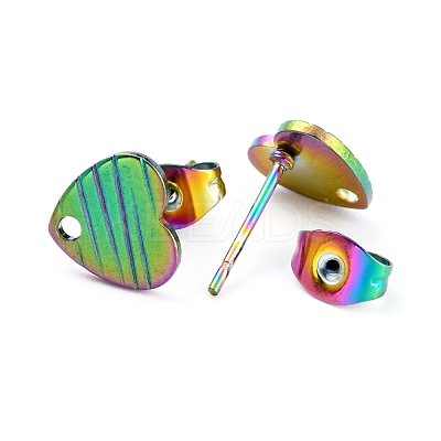 Ion Plating(IP) 304 Stainless Steel Stud Earring Findings EJEW-O104-04MC-1