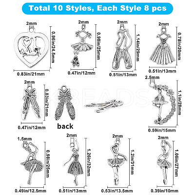 Alloy Dancer Charm Pendants PALLOY-SC0002-64AS-1