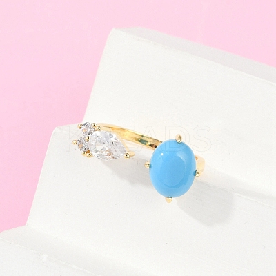 Oval Synthetic Turquoise Rings KK-P299-11G-1