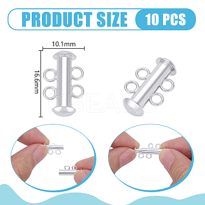 10Pcs Tube Brass Slide Lock Clasps KK-PH0014-45P-1