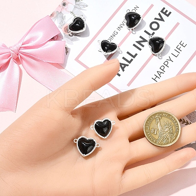 6Pcs Eco-Friendly Alloy Glass Heart Links connector Charms GLAA-YW0005-10-1
