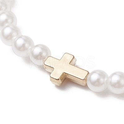 ABS Plastic Imitation Pearl Round Beads Stretch Bracelets BJEW-JB11605-03-1