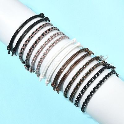 14Pcs 7 Colors Cotton Cord Bracelet Set for Men Women BJEW-FS00025-04-1