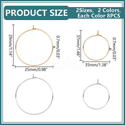 32Pcs 2 Sizes 2 Colors 316 Surgical Stainless Steel Wine Glass Charms Rings STAS-LP0001-08-1