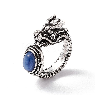 Dragon Head Natural Kyanite Cuff Rings RJEW-G273-03AS-04-1