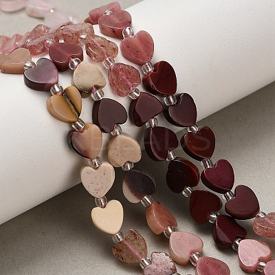 5 Styles Synthetic Cherry Quartz Glass & Natural Strawberry Quartz & Mookaite & Rhodonite & Rose Quartz Beads Strands G-F811-A01-01-1