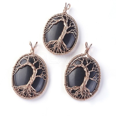 Natural Obsidian Big Pendants G-G771-C05-1