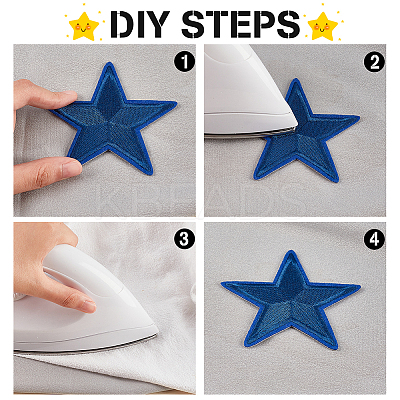 43Pcs 14 Style Star Computerized Embroidery Cloth Iron on/Sew on Patches DIY-PH0021-13-1
