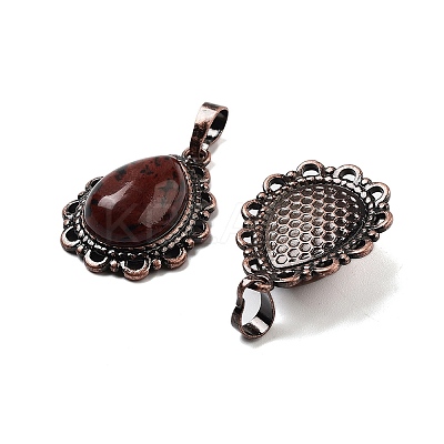 Natural Mahogany Obsidian Teardrop Pendants G-K363-01R-20-1