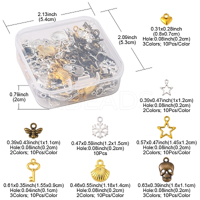 160Pcs 16 Style Tibetan Style Alloy Pendants TIBEP-FS0001-06AS-1